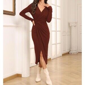 BNWT Midi Dress slit bodycon wrap dress XL